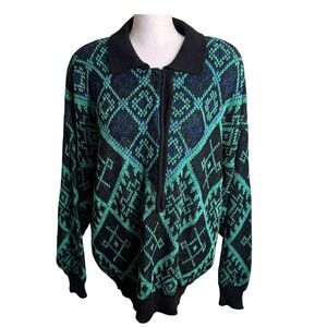Mayon Vintage Women's Sweater No Material Tags Black and Green Sparkly 38 (M)